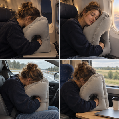HushBound Travel Pillow – Real Sleep Sitting Up, Inflates in Seconds
